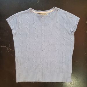 Tommy Hilfiger cap / short sleeve sweater, light blue, tennis preppy, size S/P